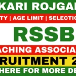 RSSB Rajasthan Teaching Associate Recruitment 2026